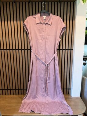 Chico's Dusty Violet Button-Front Maxi Dress with Tie Waist